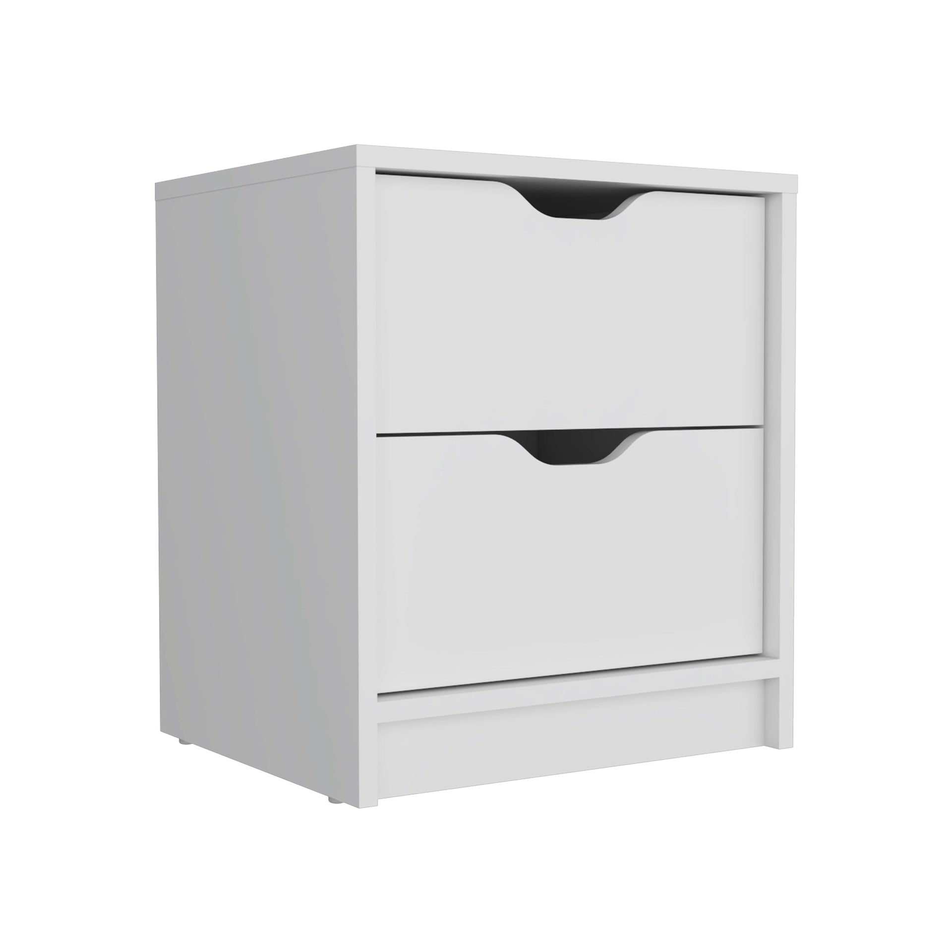Double Drawer Nightstand 19"H, Bedside Table, White