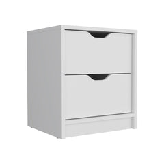 Double Drawer Nightstand 19"H, Bedside Table, White