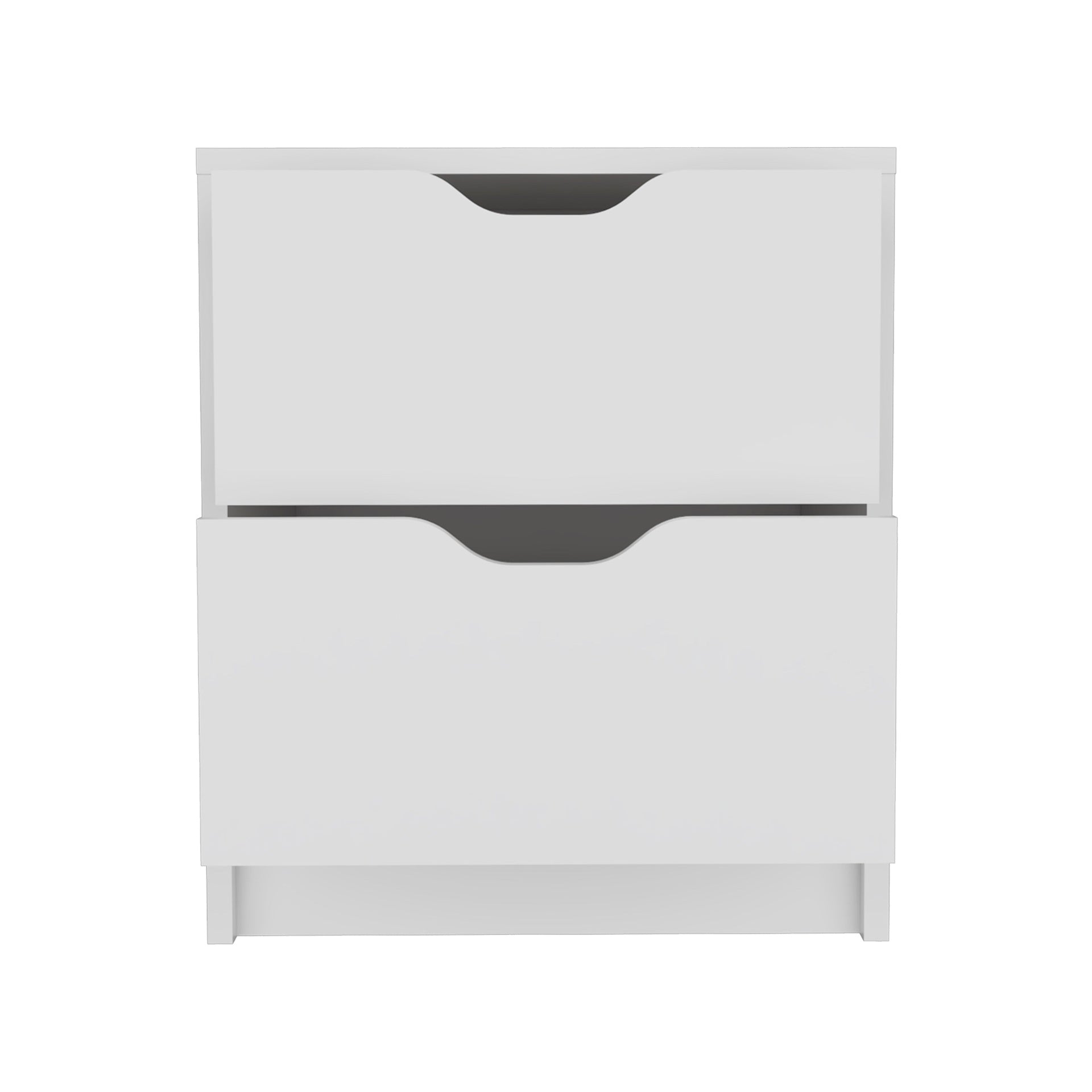 Double Drawer Nightstand 19"H, Bedside Table, White