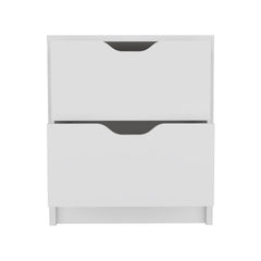 Double Drawer Nightstand 19"H, Bedside Table, White