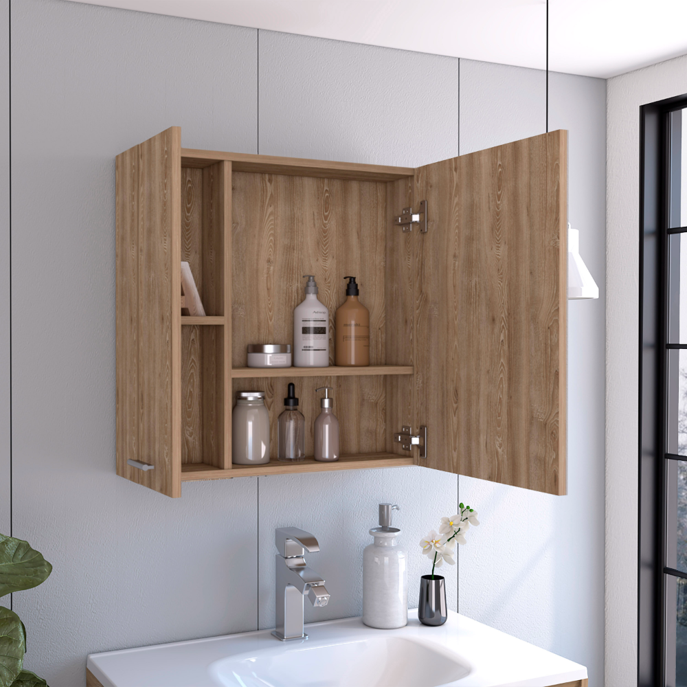 Medicine 23H" Double Door Cabinet,Four Interior Shelves, Pine