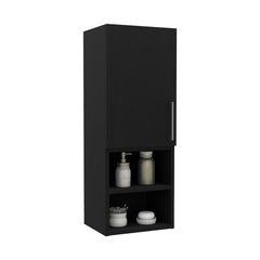Medicine Single Door Cabinet 31"H, Two External Shelves, Two Interior Shelves, Black