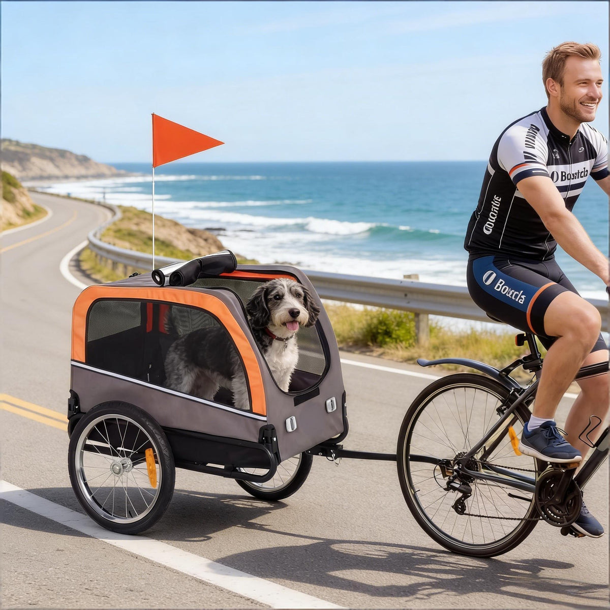 Foldable Animal Bike Trailer,Pet Cart Bicycle Carrier,Dog Bike Trailer