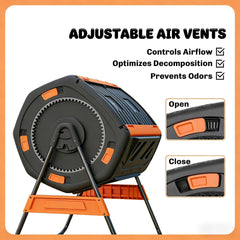 Stable Dual Chamber Tumbling Composter,Outdoor Compost Bin