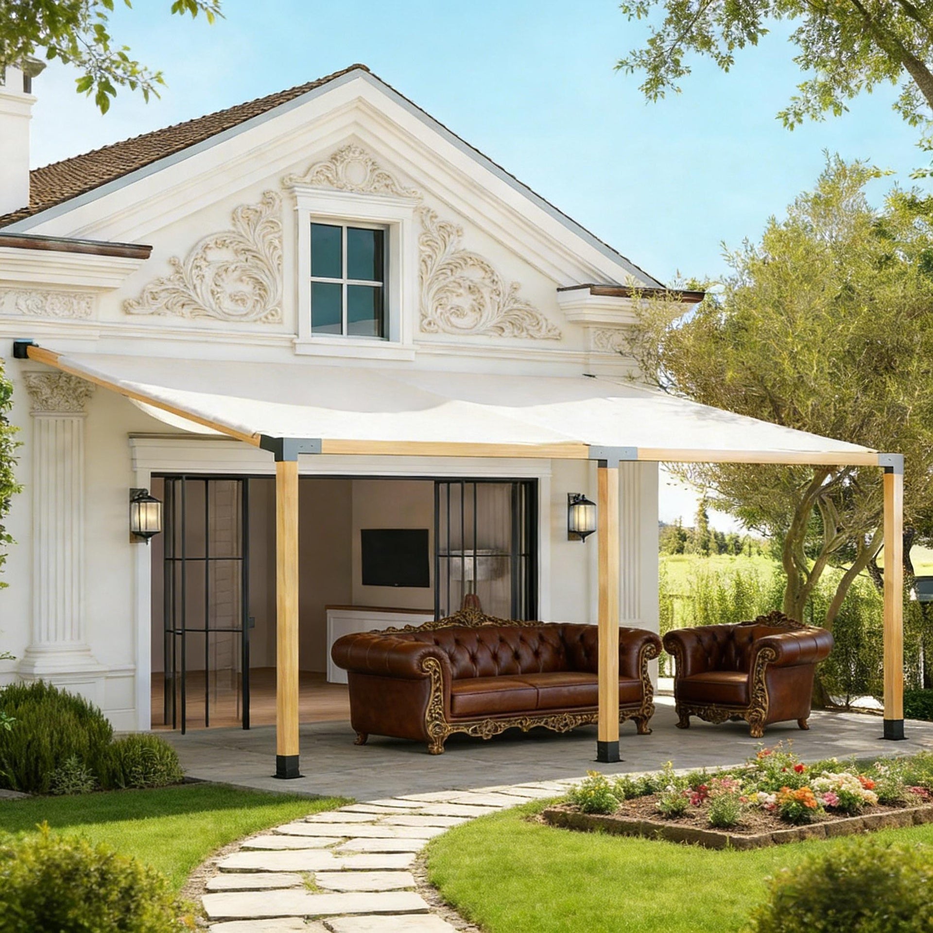 Outdoor Wall Mounts Pergola Kit,Slanted Pergola Brackets(Only Pergola Kit)