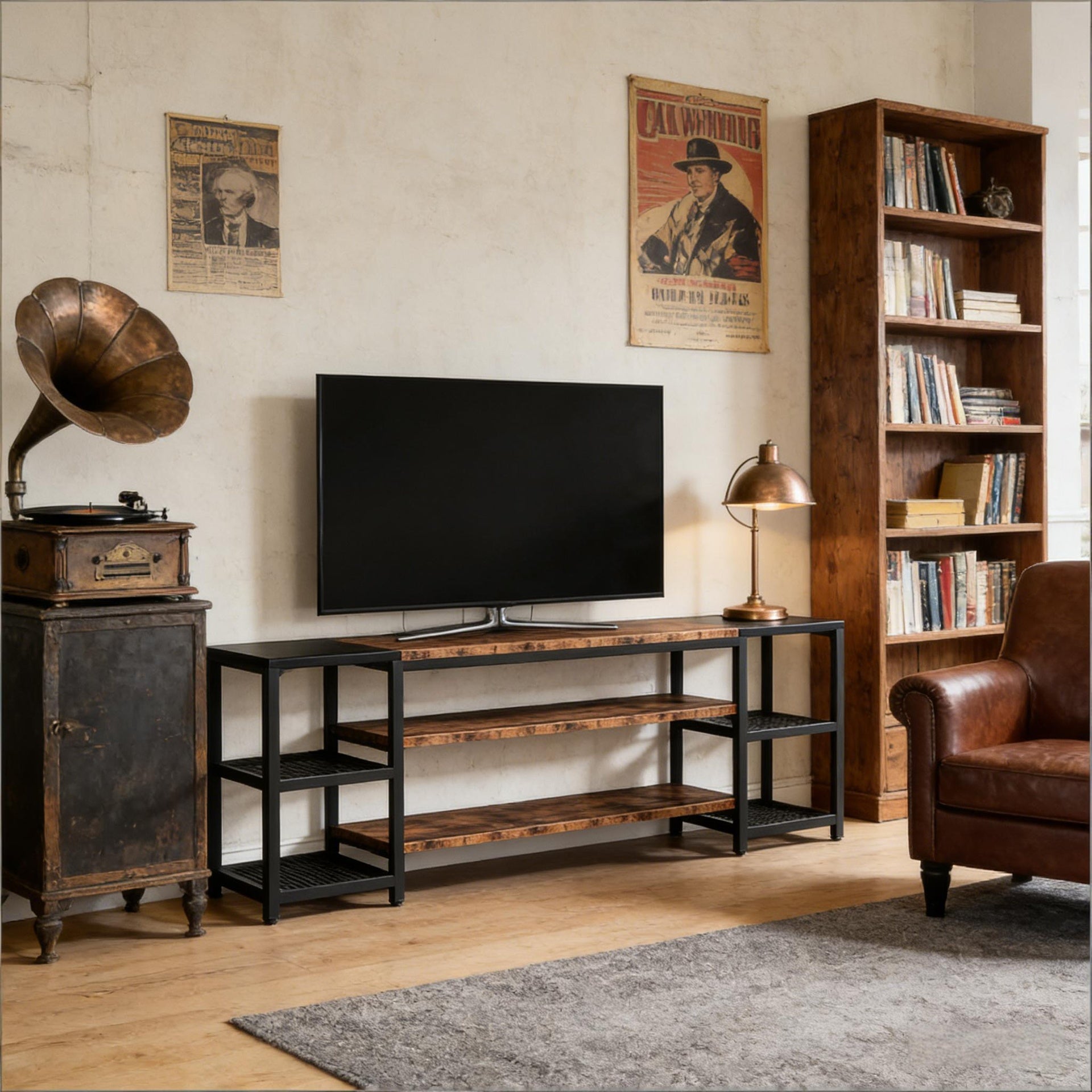 Media Entertainment Center,Industrial TV Stand,Storage Display