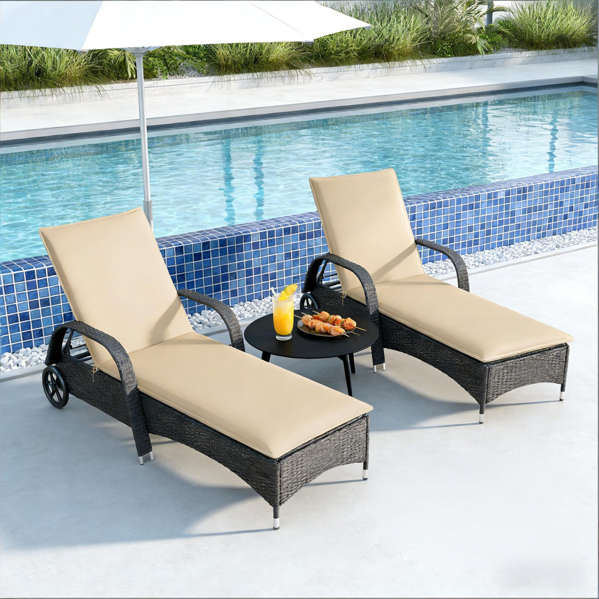 Beige Chair Cushion Set,Foldable Chair Cushion Set of 2