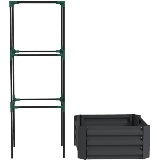 Raised Garden Bed,Garden Bed,Galvanized Planter Box with Cage for Climbing Vines