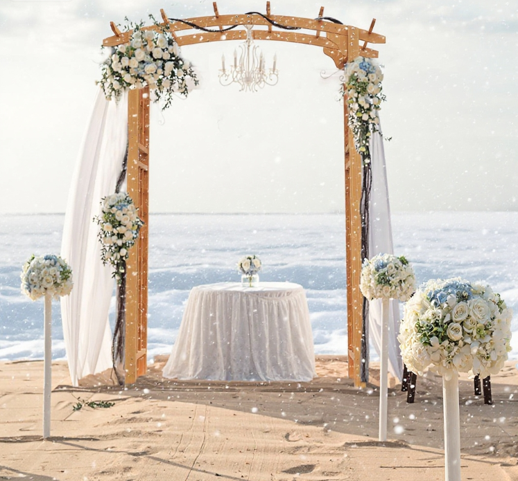Wood Round Outdoor Garden Pergola Style Arbor Arch Trellis