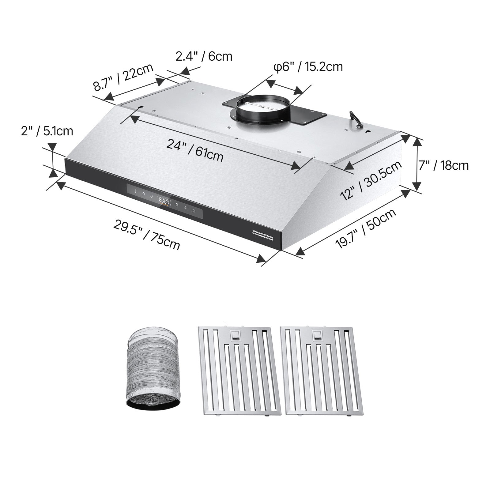 30" Under Cabinet Range Hood Vent Hood 900CFM Gesture & Touch Control