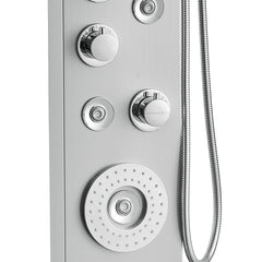 Shower Panel System, 6 Shower Modes, LED & Display Shower Panel Tower, Rainfall, Waterfall, 4 Body Massage Jets, Tub Spout, Handheld Shower Head 59" Hose, Stainless Steel Wall-Mounted Shower Set