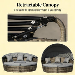 Stylish Outdoor Furniture Conversation Sets,Convertible Patio Furniture Set,4-Piece Round Convertible Daybed