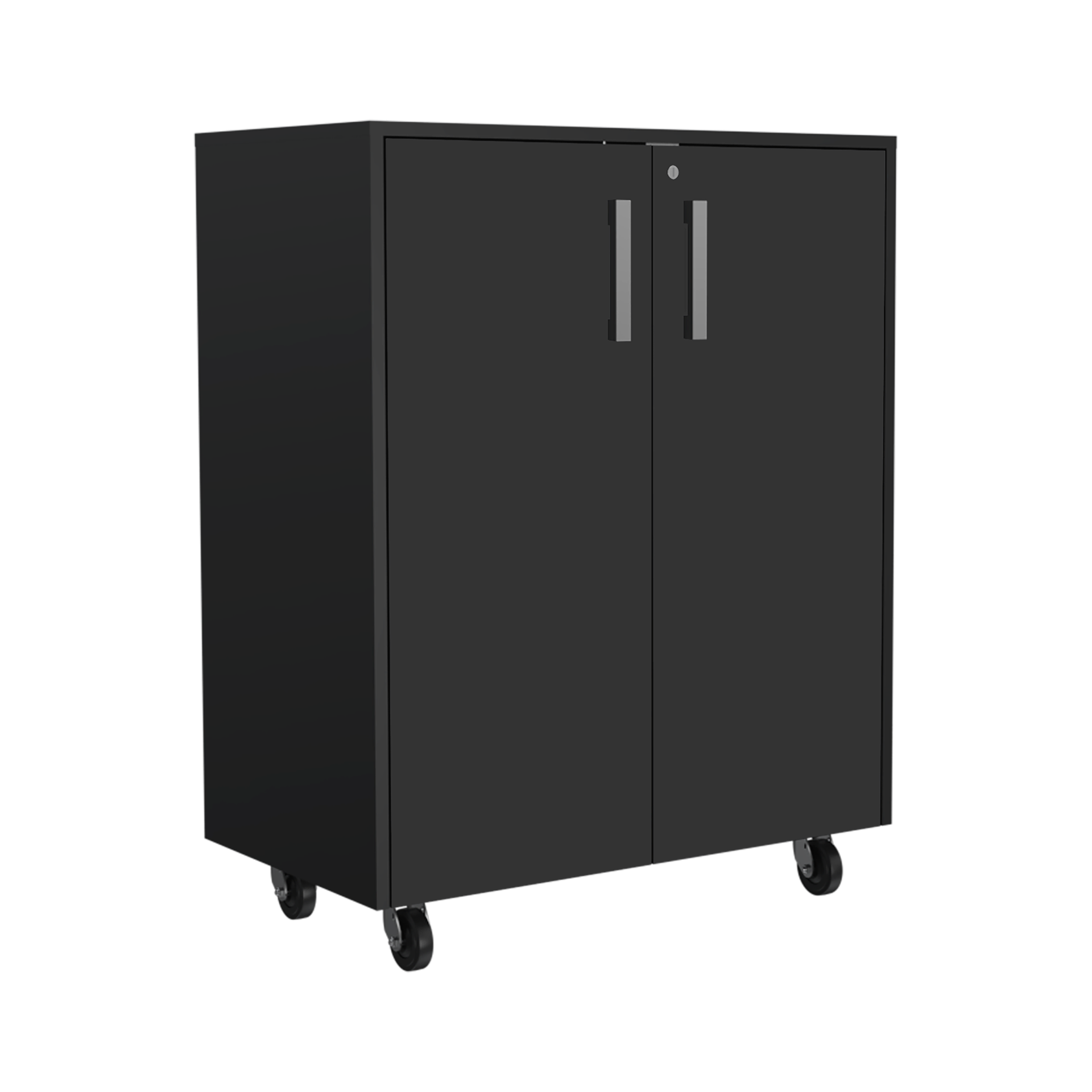 Storage Cabinet Lions, Double Door and Casters, Black Wengue Finish
