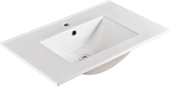 30 Inch Ceramic Vanity Top, 29.9"D x 18.3"W x 6.7"H, Glossy White(Only Basin)