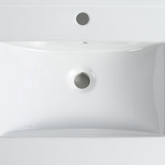 30 Inch Ceramic Vanity Top, 29.9"D x 18.3"W x 6.7"H, Glossy White(Only Basin)