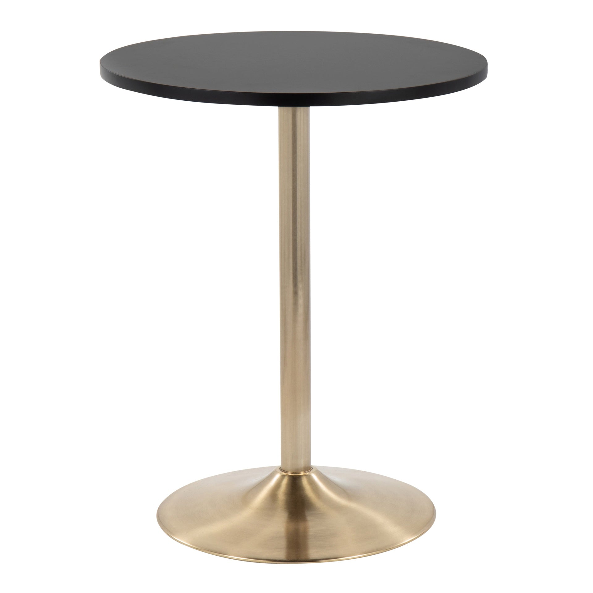 Pebble Contemporary/Glam Adjustable Dining or Bar Table in Gold Metal and Black Wood by LumiSource