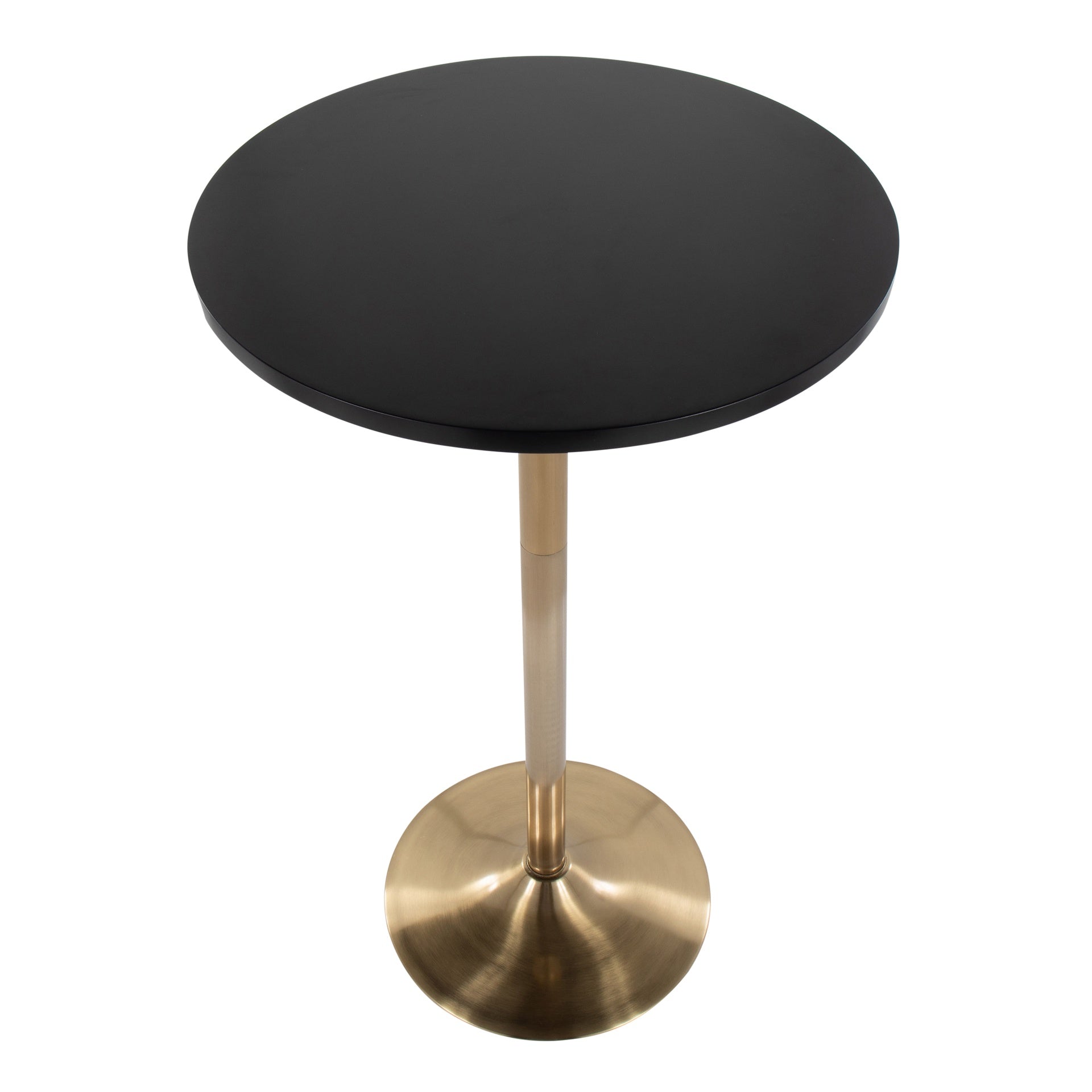 Pebble Contemporary/Glam Adjustable Dining or Bar Table in Gold Metal and Black Wood by LumiSource