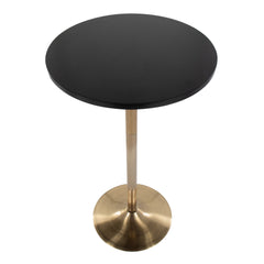Pebble Contemporary/Glam Adjustable Dining or Bar Table in Gold Metal and Black Wood by LumiSource