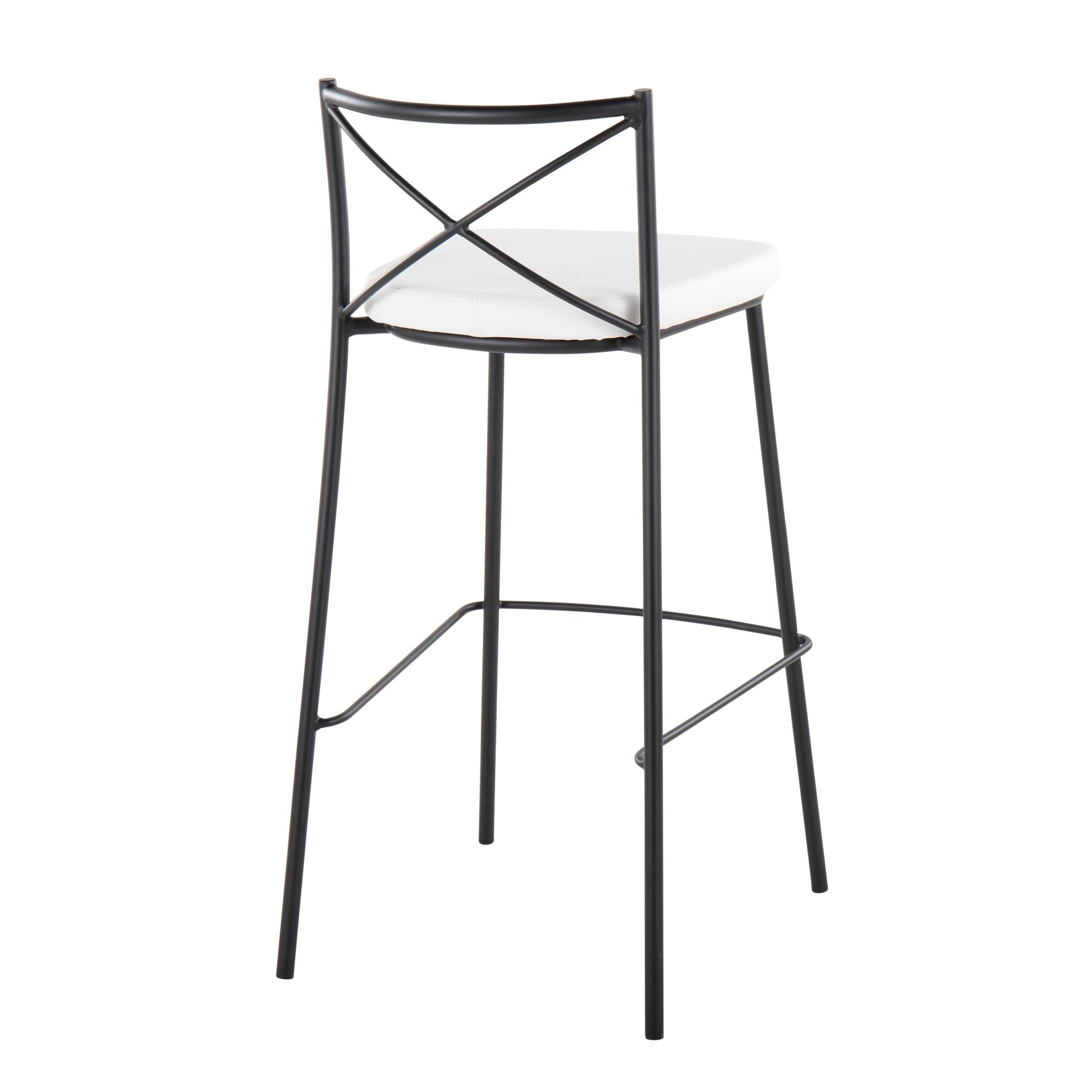 Modern Charlotte 30" Contemporary Fixed-Height Barstool in Black Metal and White Faux Leather by LumiSource - Set of 2