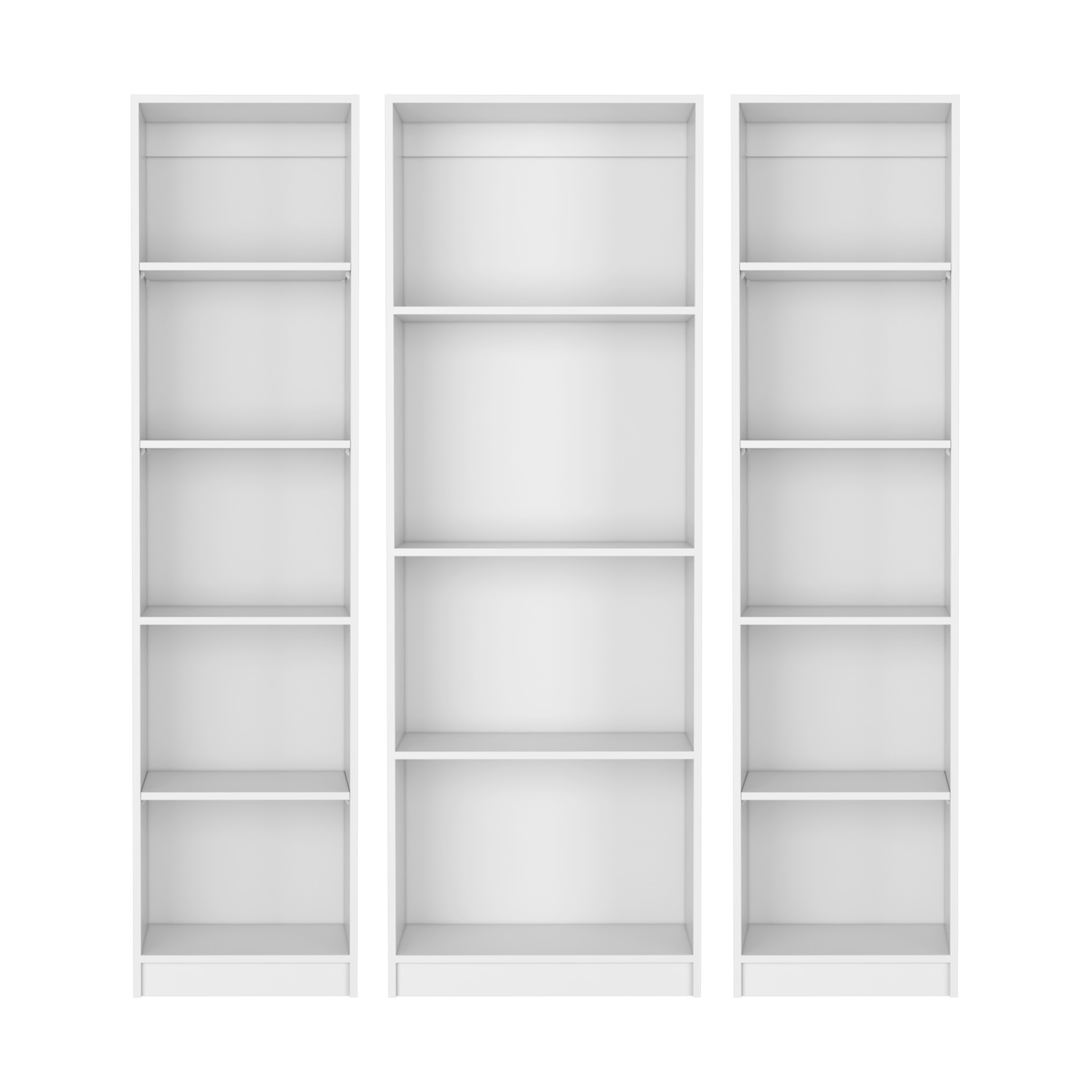 Torrey 3 Piece Living Room Set with 3 Bookcases, White