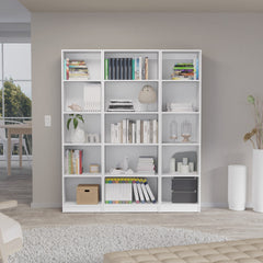 Parwan 3 Piece Living Room Set with 3 Bookcases, White