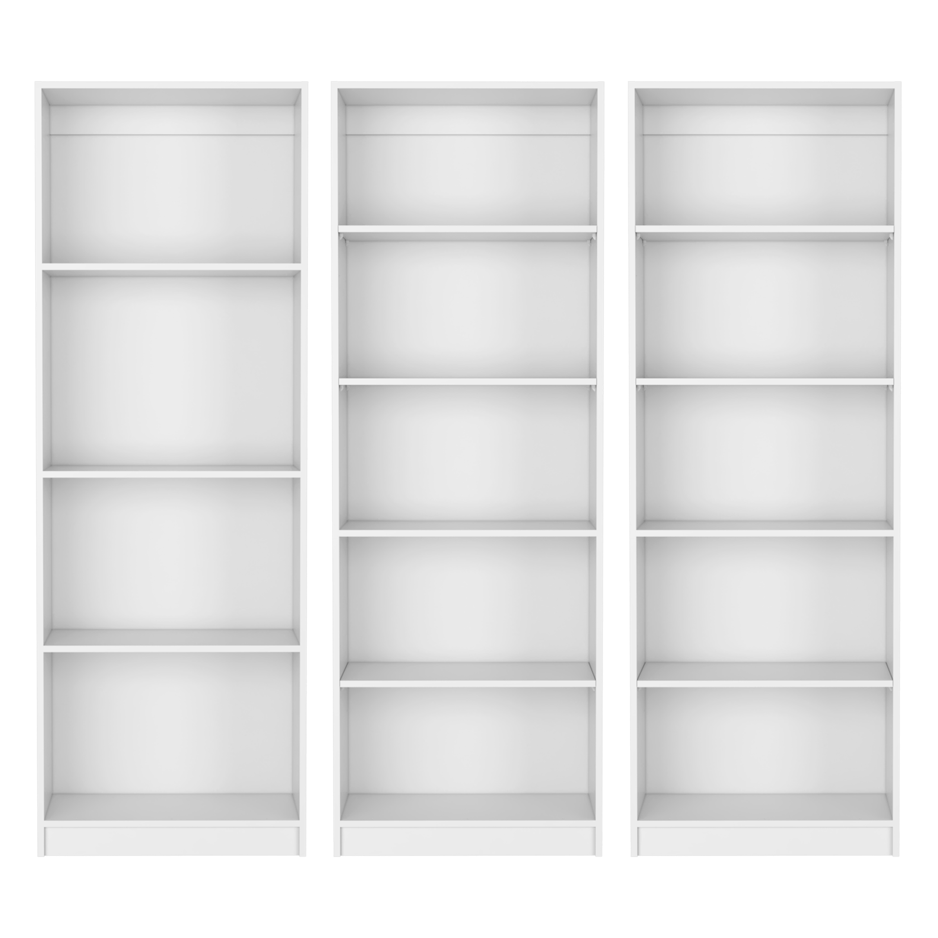 Blende 3 Piece Living Room Set with 3 Bookcases, White