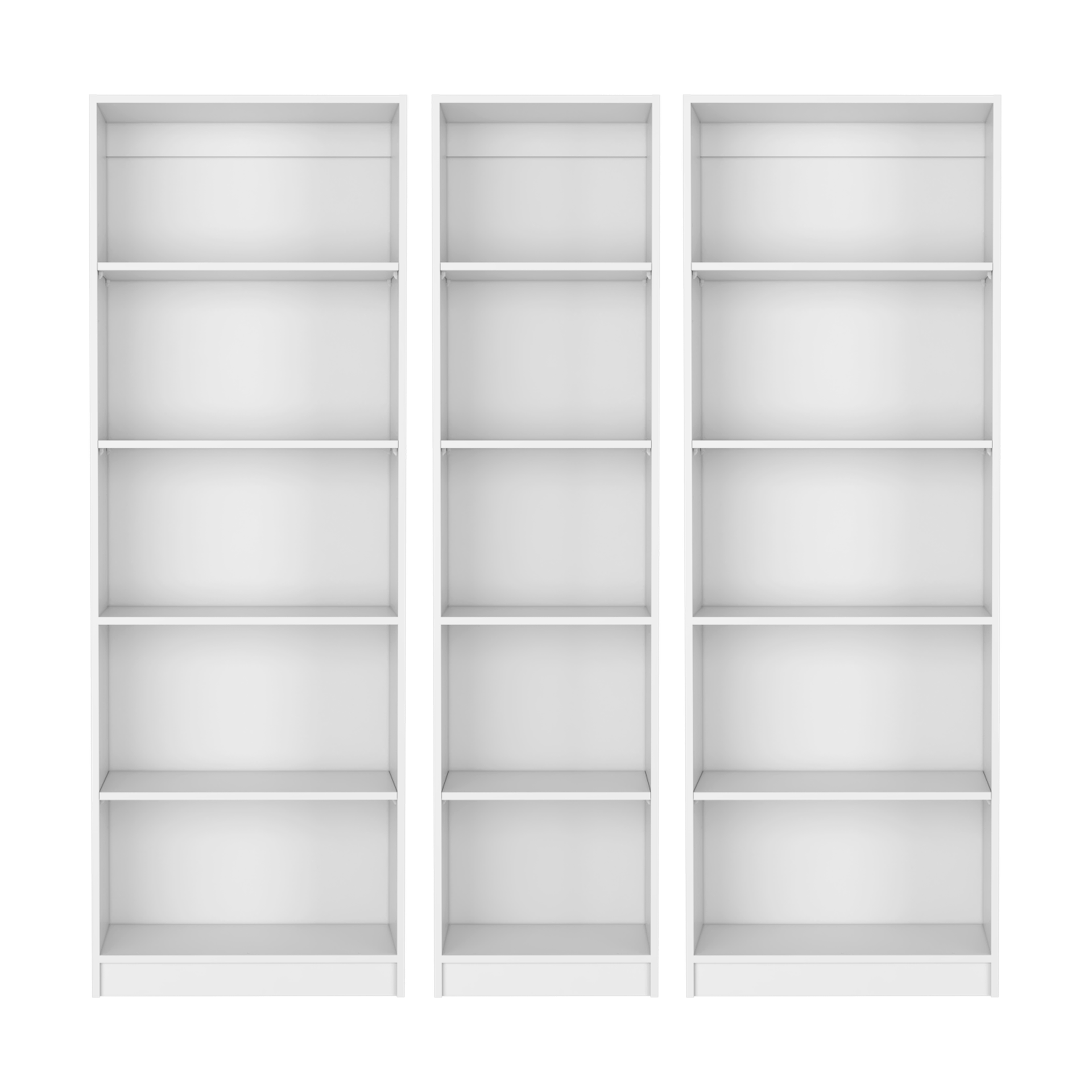 Olson 3 Piece Living Room Set with 3 Bookcases, White