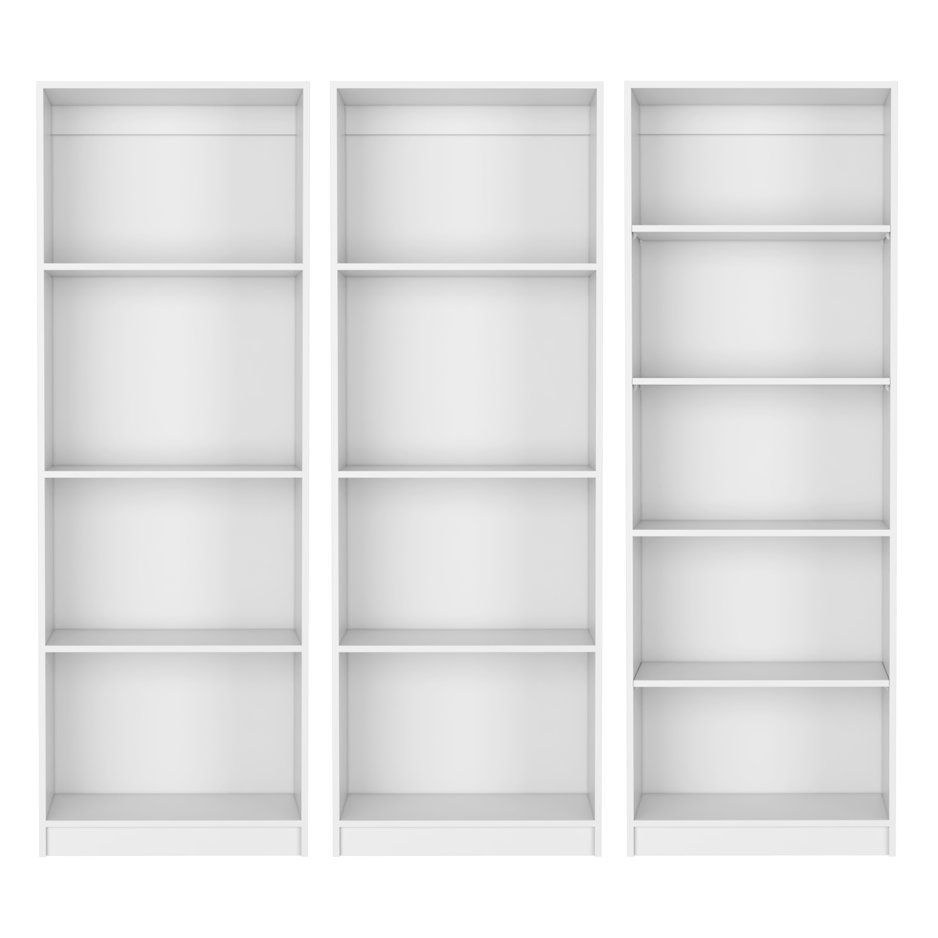 Chelton 3 Piece Living Room Set with 3 Bookcases, Matt Gray/ White