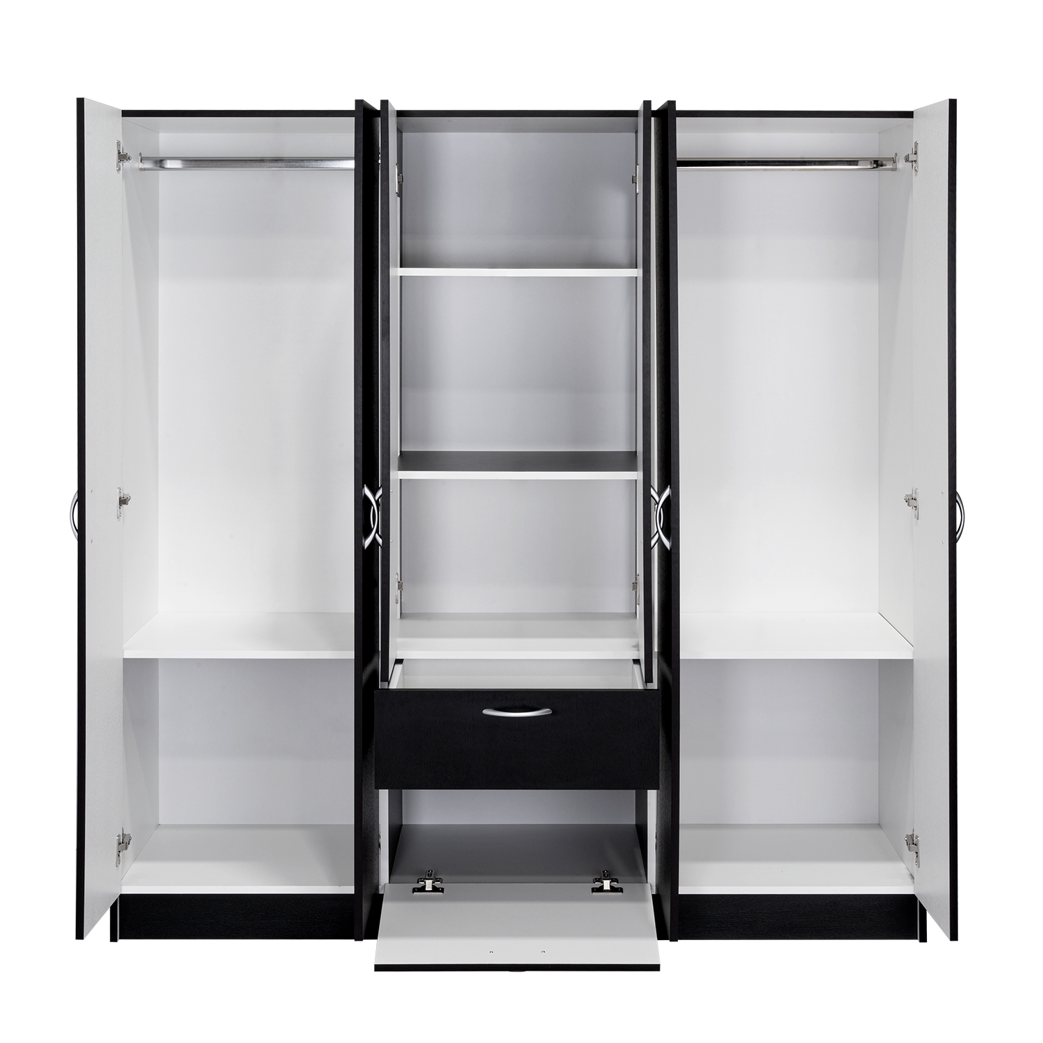Six Doors Armoire Maya, Bedroom, Black / White
