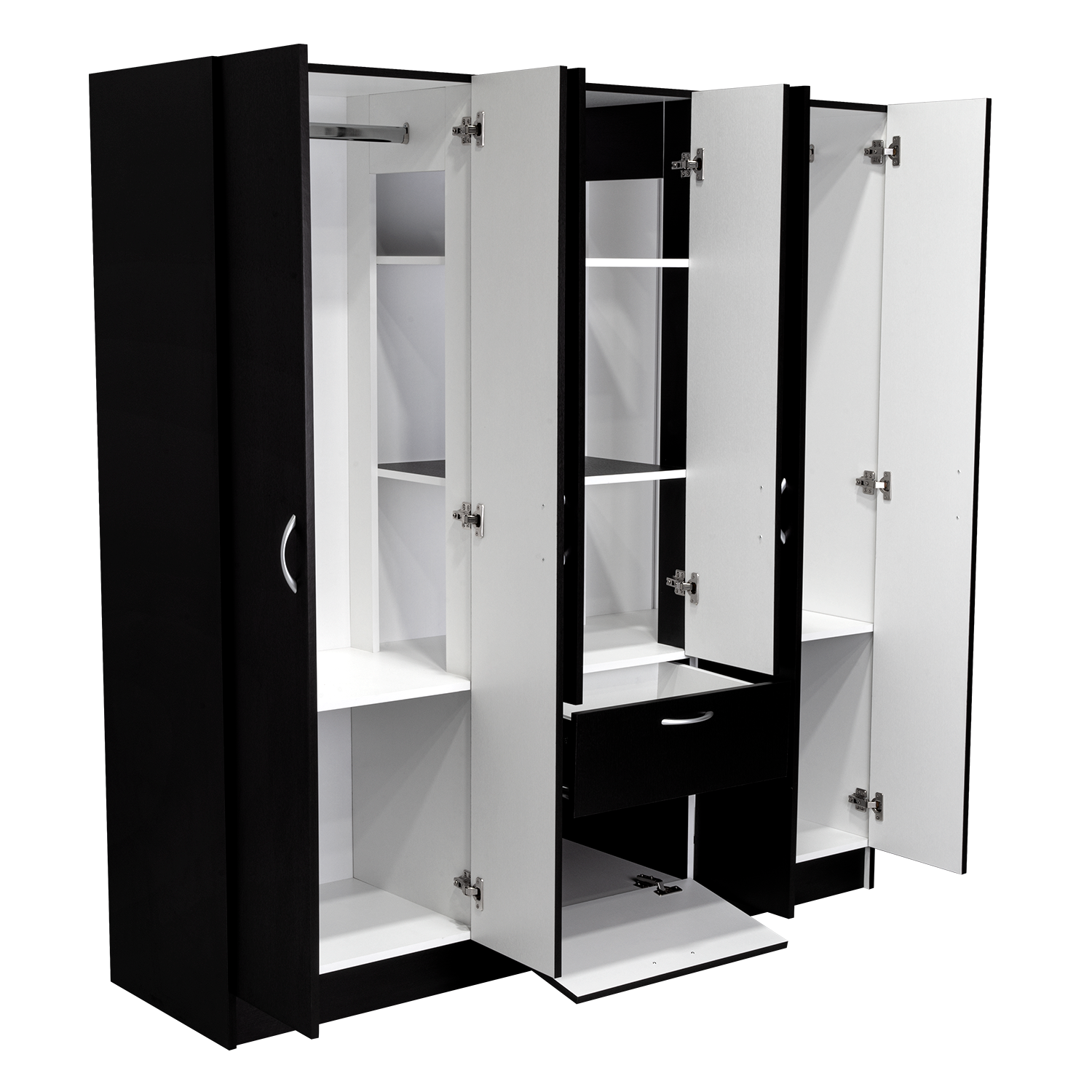 Six Doors Armoire Maya, Bedroom, Black / White