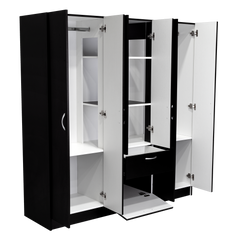 Six Doors Armoire Maya, Bedroom, Black / White