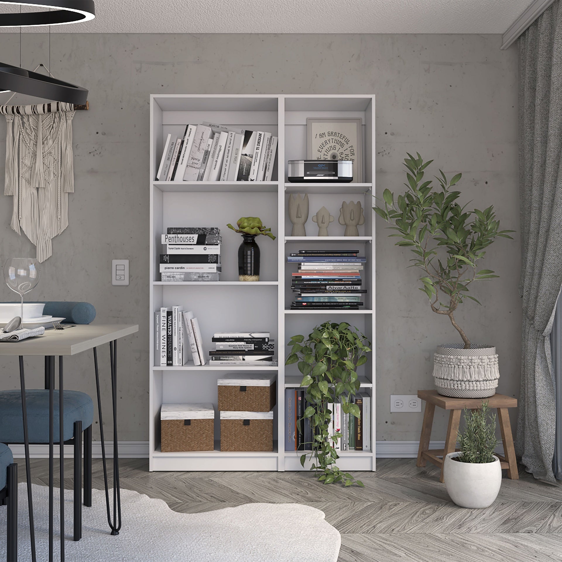 Benzoni Slim 2 Piece Living Room Set with 2 Bookcases, White