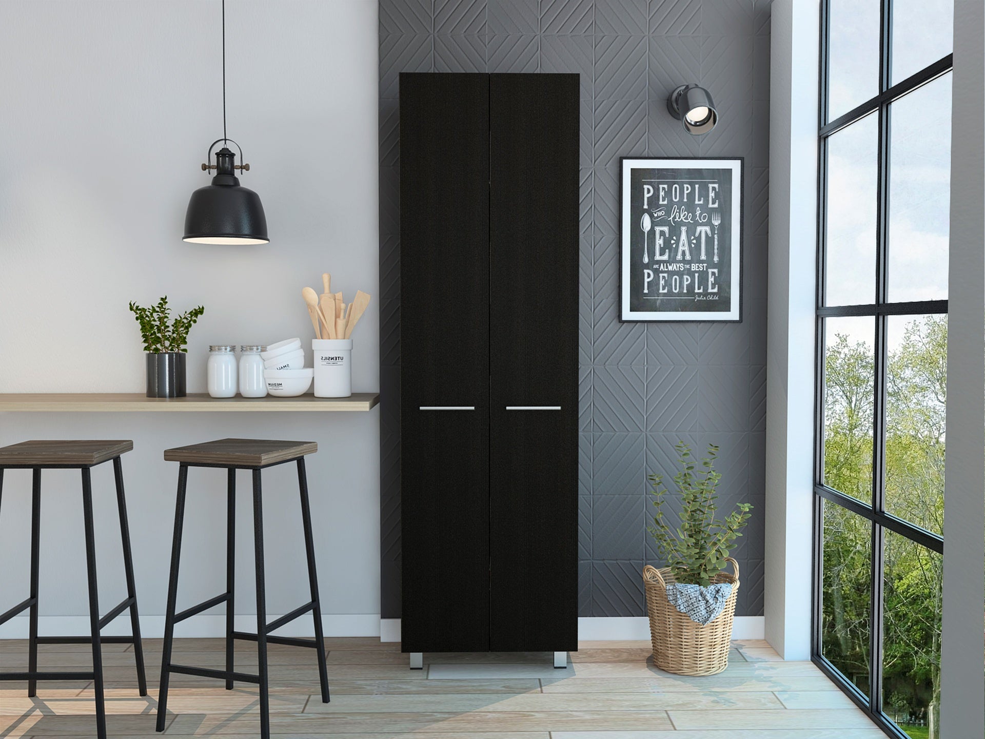 Pantry Cabinet Phoenix, Kitchen, Black