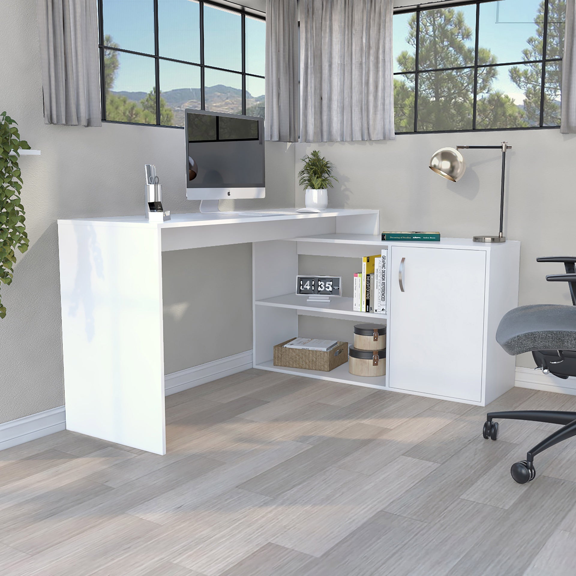 L-Shaped Desk Desti, Office, White