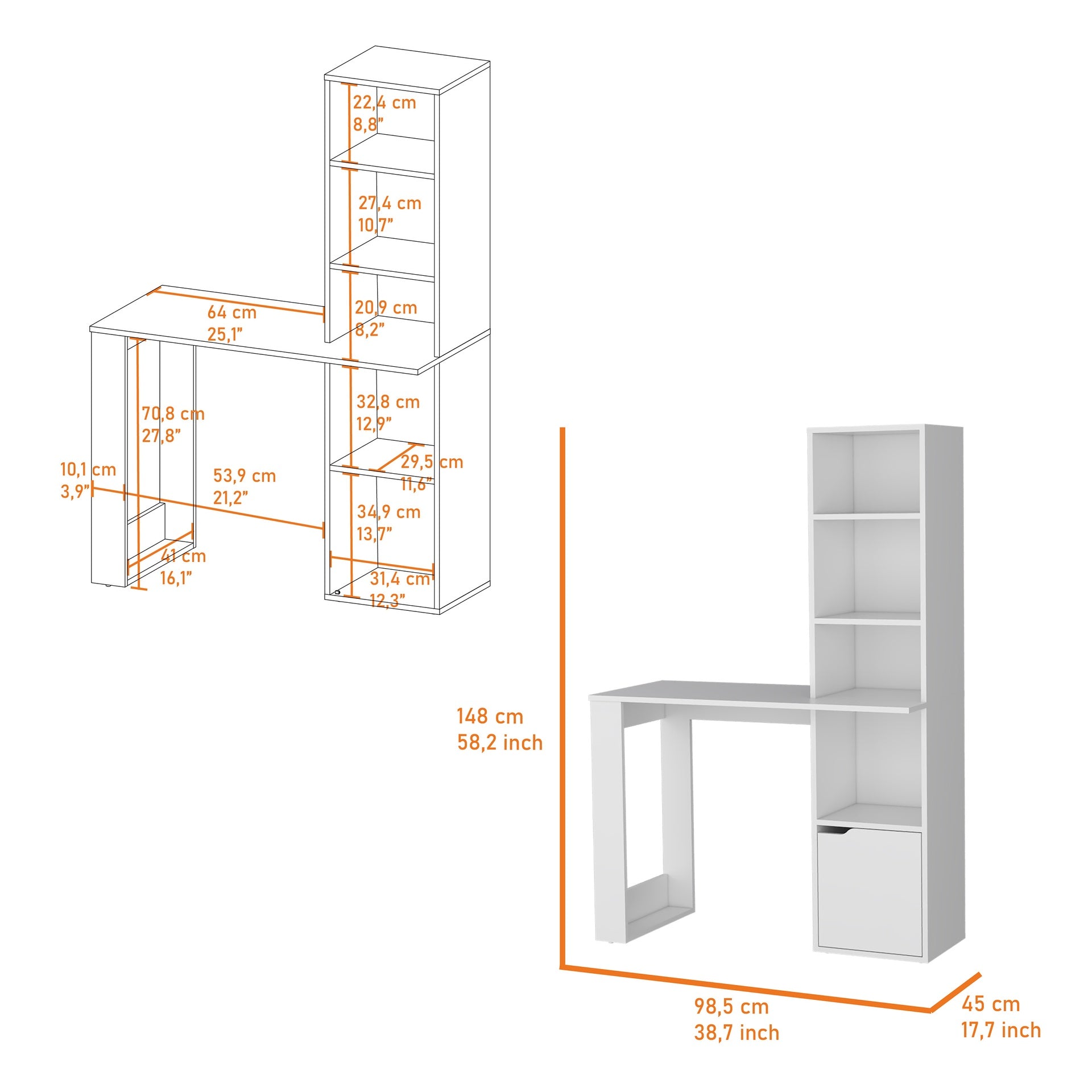 Office Desk Aragon, White Finish