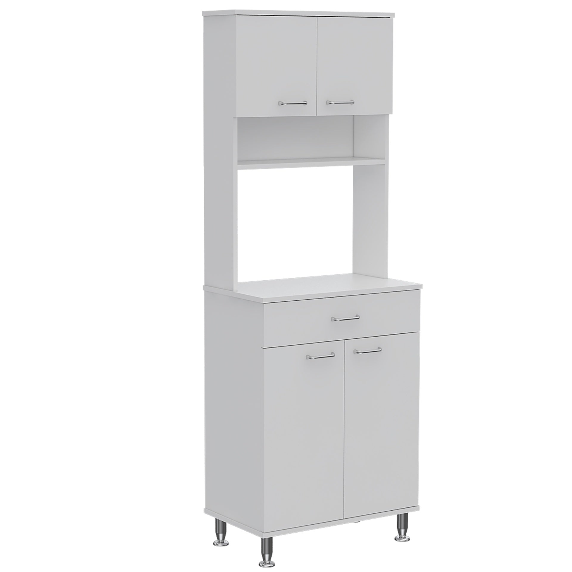Pantry Piacenza,Two Double Door Cabinet, White Finish