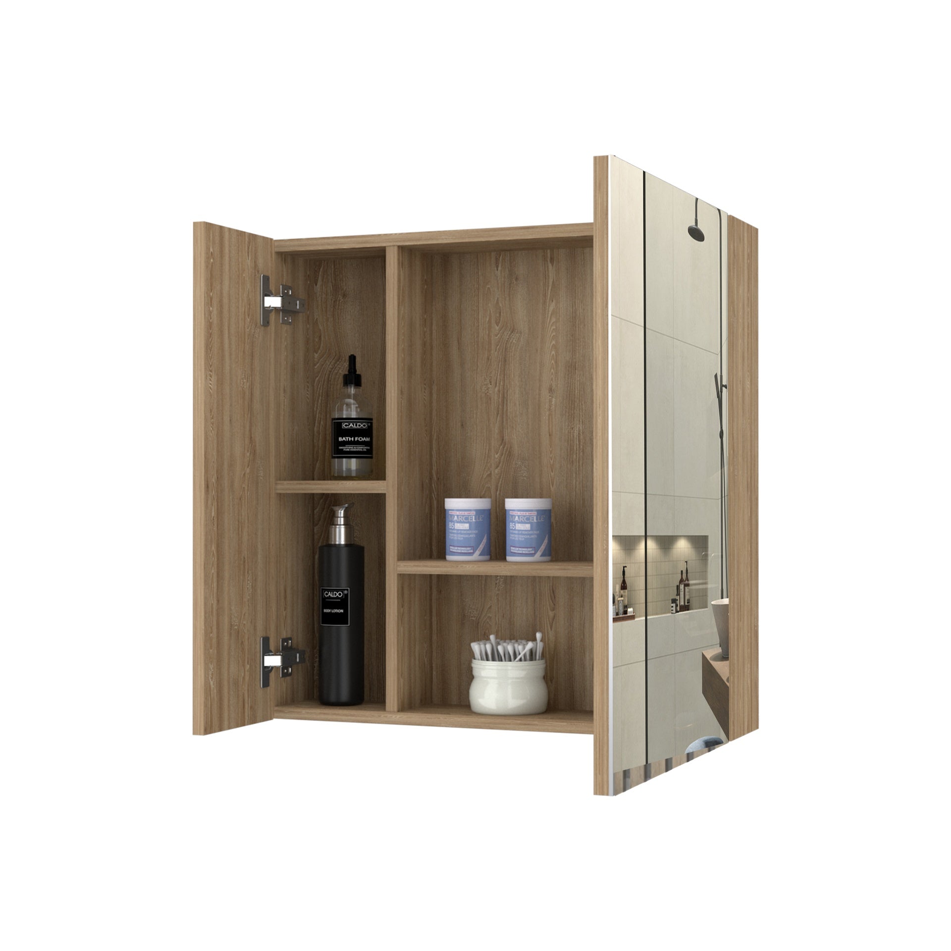 Medicine Cabinet Prague, Four Internal Shelves, Single Door, Pine Finish