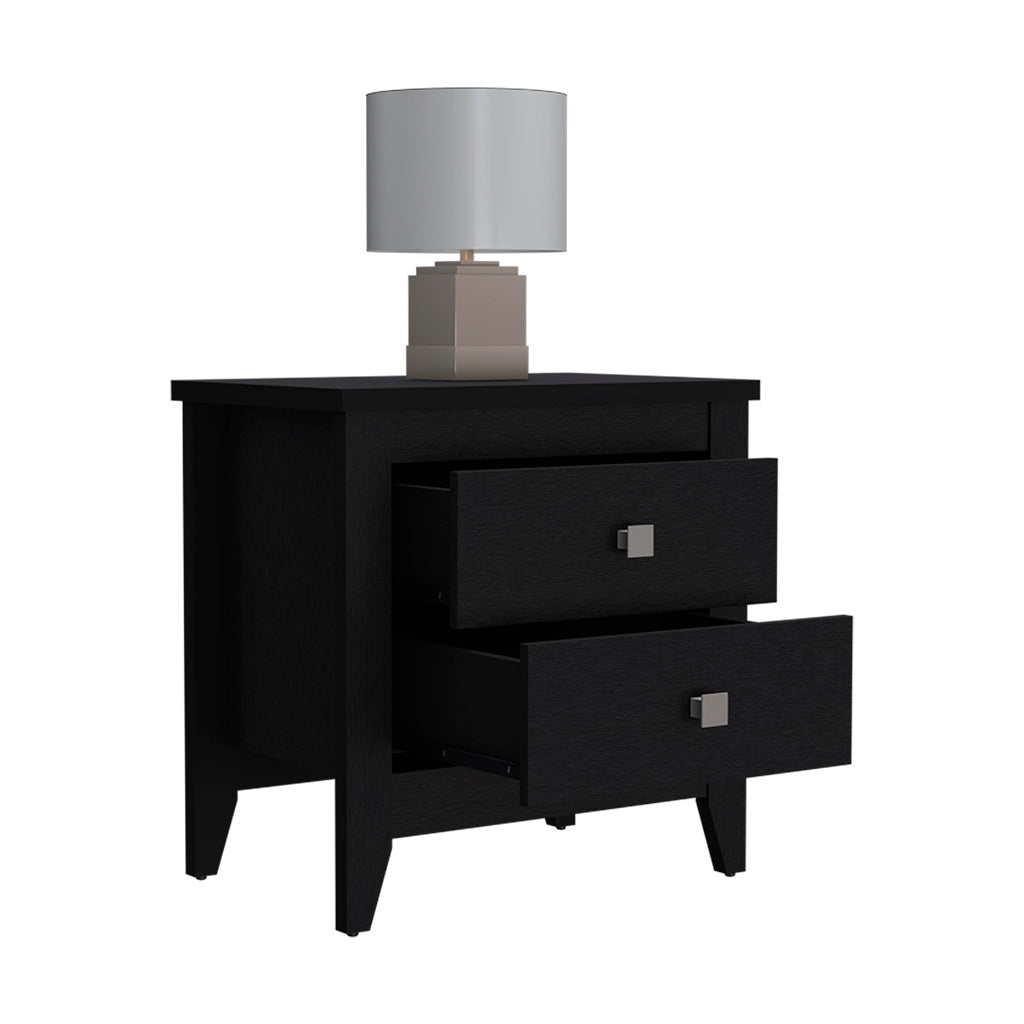 Nightstand More, Two Shelves, Four Legs, Black Wengue Finish