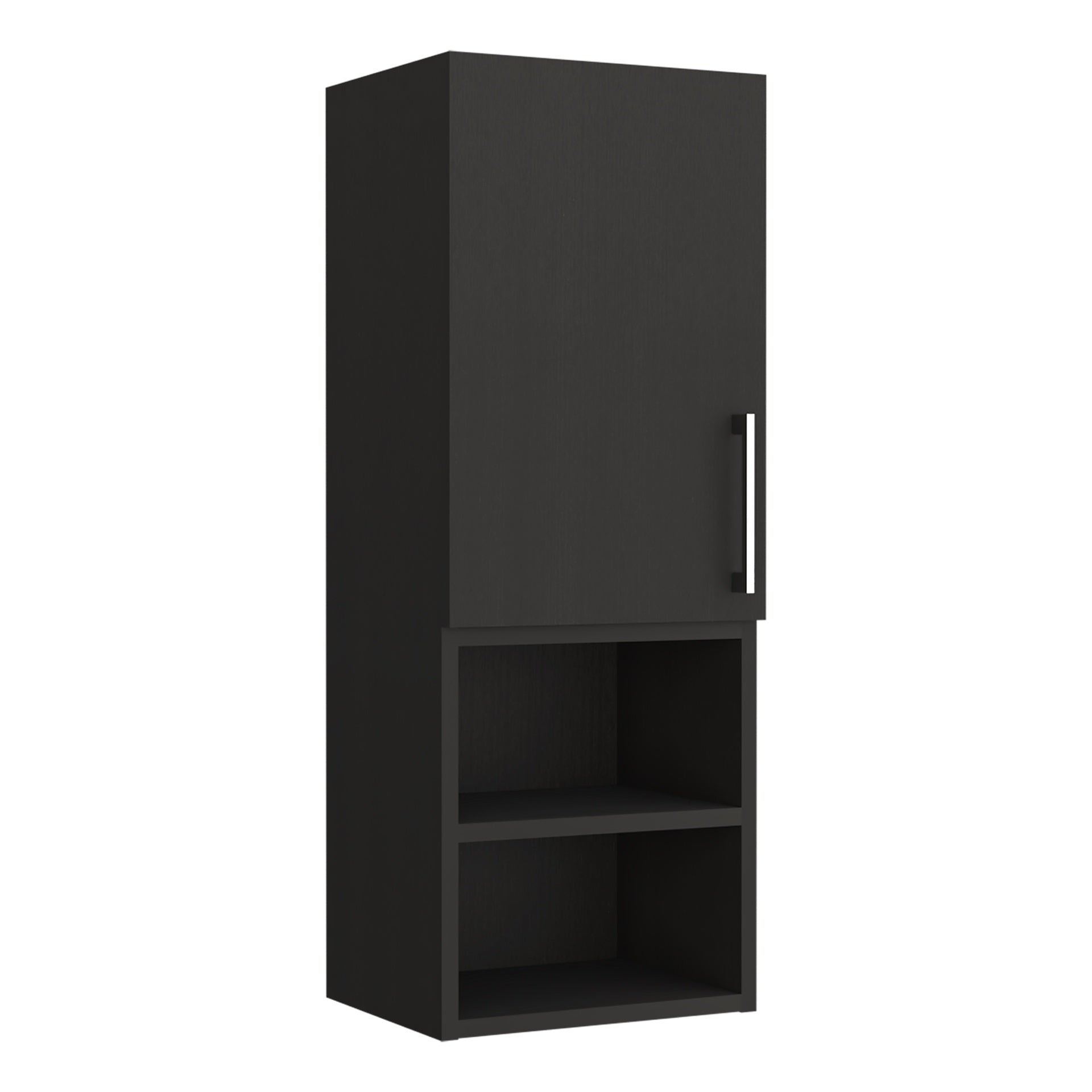 Medicine Cabinet Jozz, Two External Shelves, Metal Handle, Single Door, Black Wengue Finish
