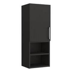 Medicine Cabinet Jozz, Two External Shelves, Metal Handle, Single Door, Black Wengue Finish