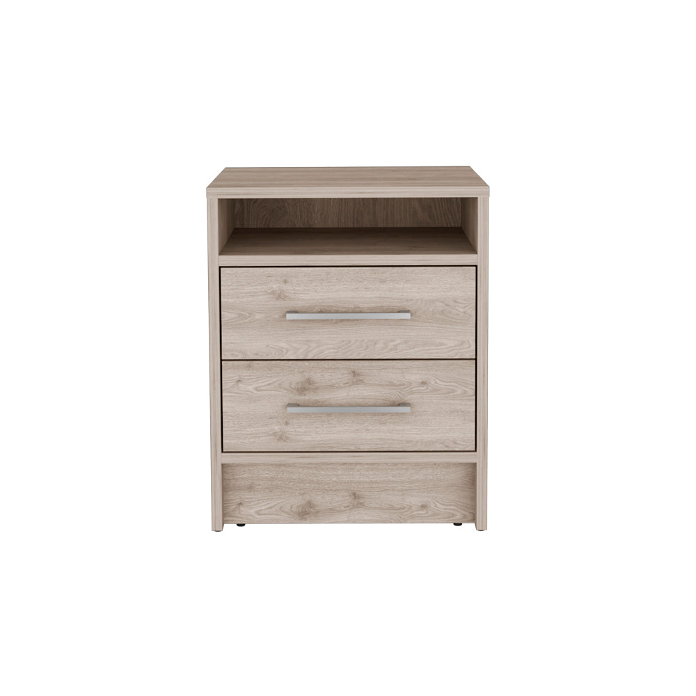 Nightstand Cartiz, Two Drawers, Light Gray Finish