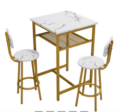 Bar table, equipped with 2 bar stools , with backrest and partition
