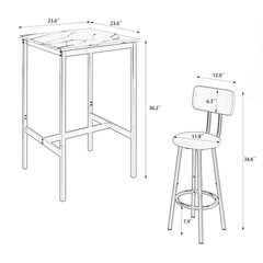 Bar table, equipped with 2 bar stools , with backrest and partition