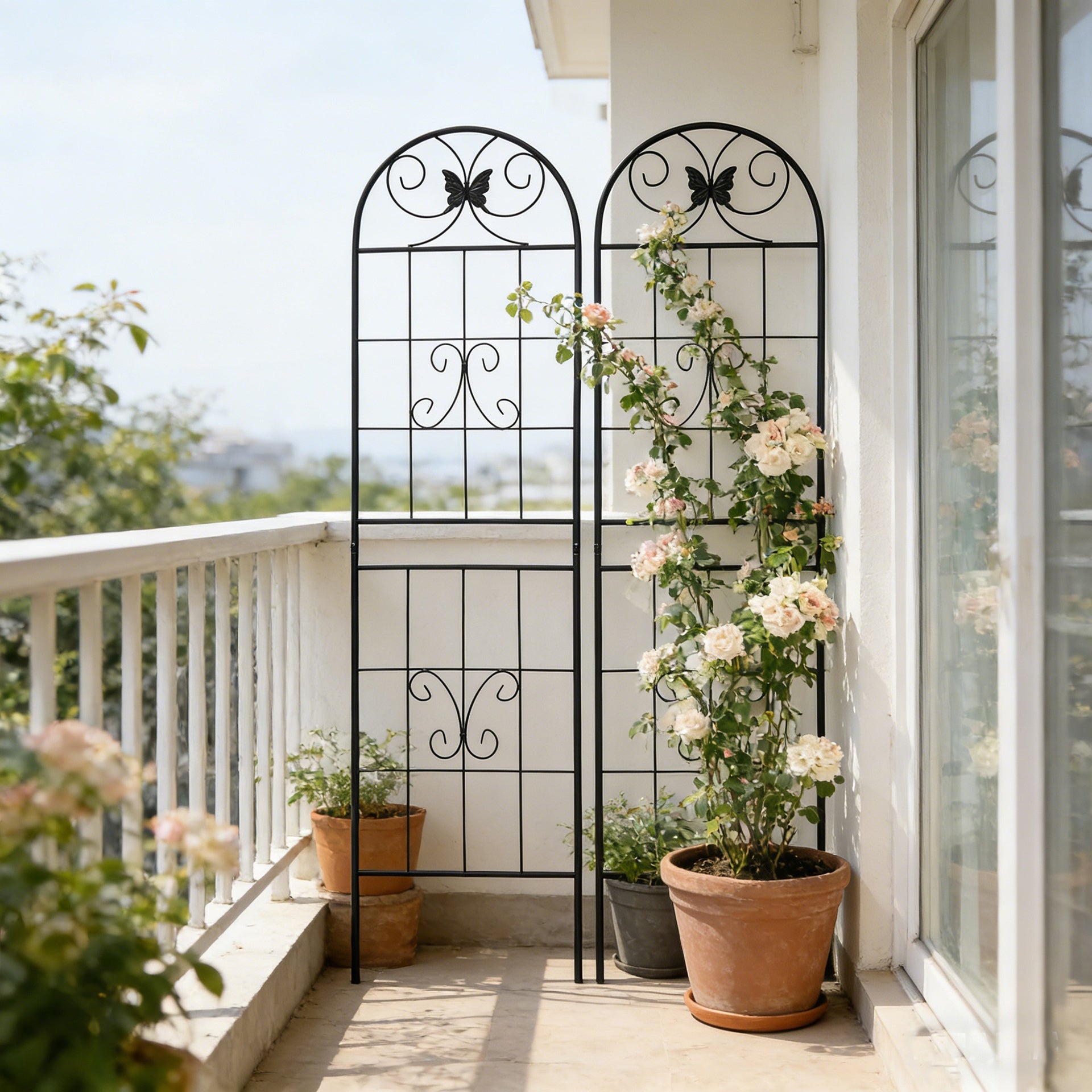 2 Pack Metal Garden Trellis 71" x 19.7" Rustproof Trellis for Climbing Plants Outdoor Flower Support Black