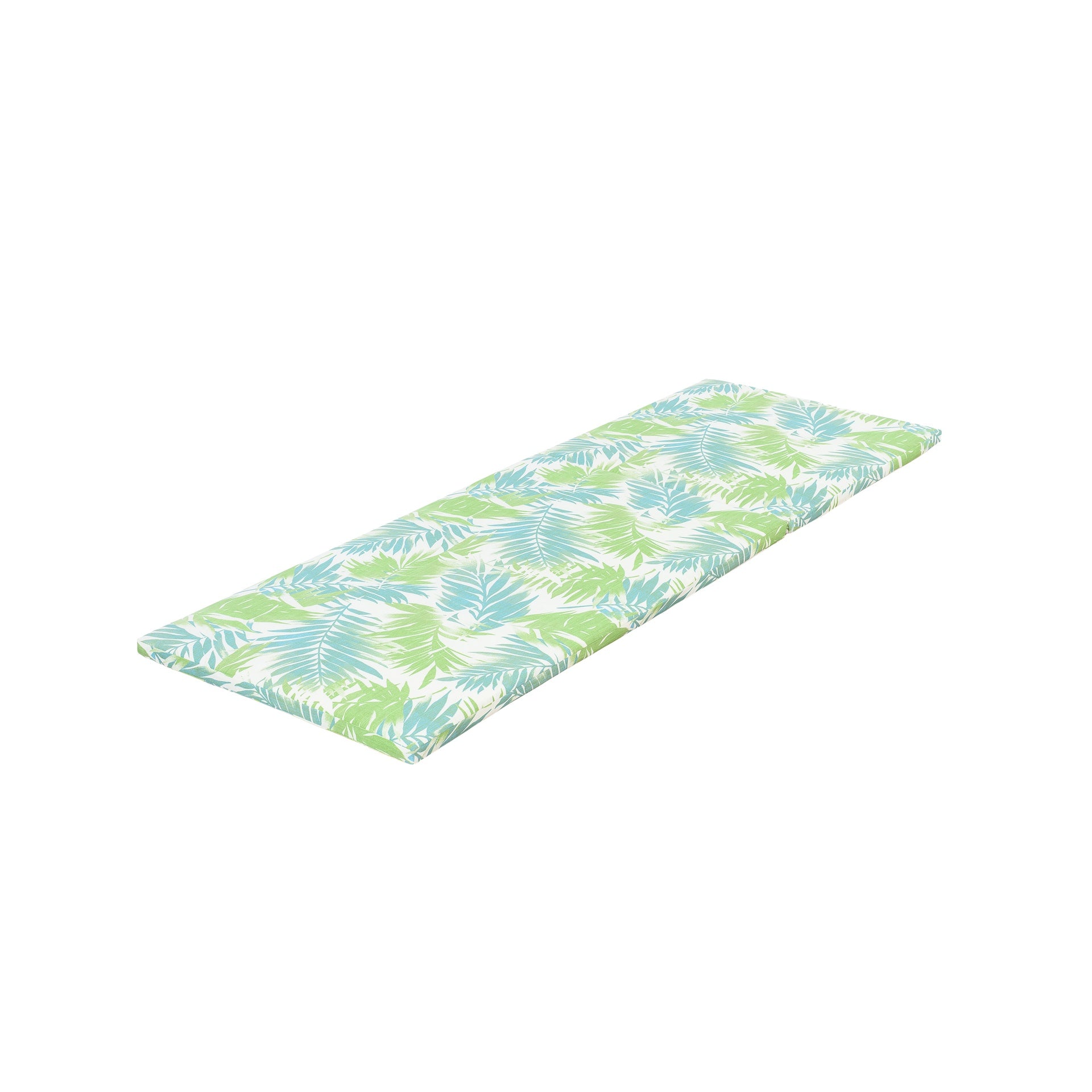 2" THICK FLORAL CHAISE LOUNGE CUSHION IN LEAF COCONUT - WATERPROOF FOLDABLE 2-PART DESIGN - FOR POOLSIDE, PATIO & GARDEN