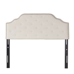 Tufted Upholstered Headboard Queen Size, Solid Wood Head Board with Durable Metal Legs, Adjustable Height Queen headboard with Nailhead Trim,fabric Headboard in Modern Button Tuffted Design