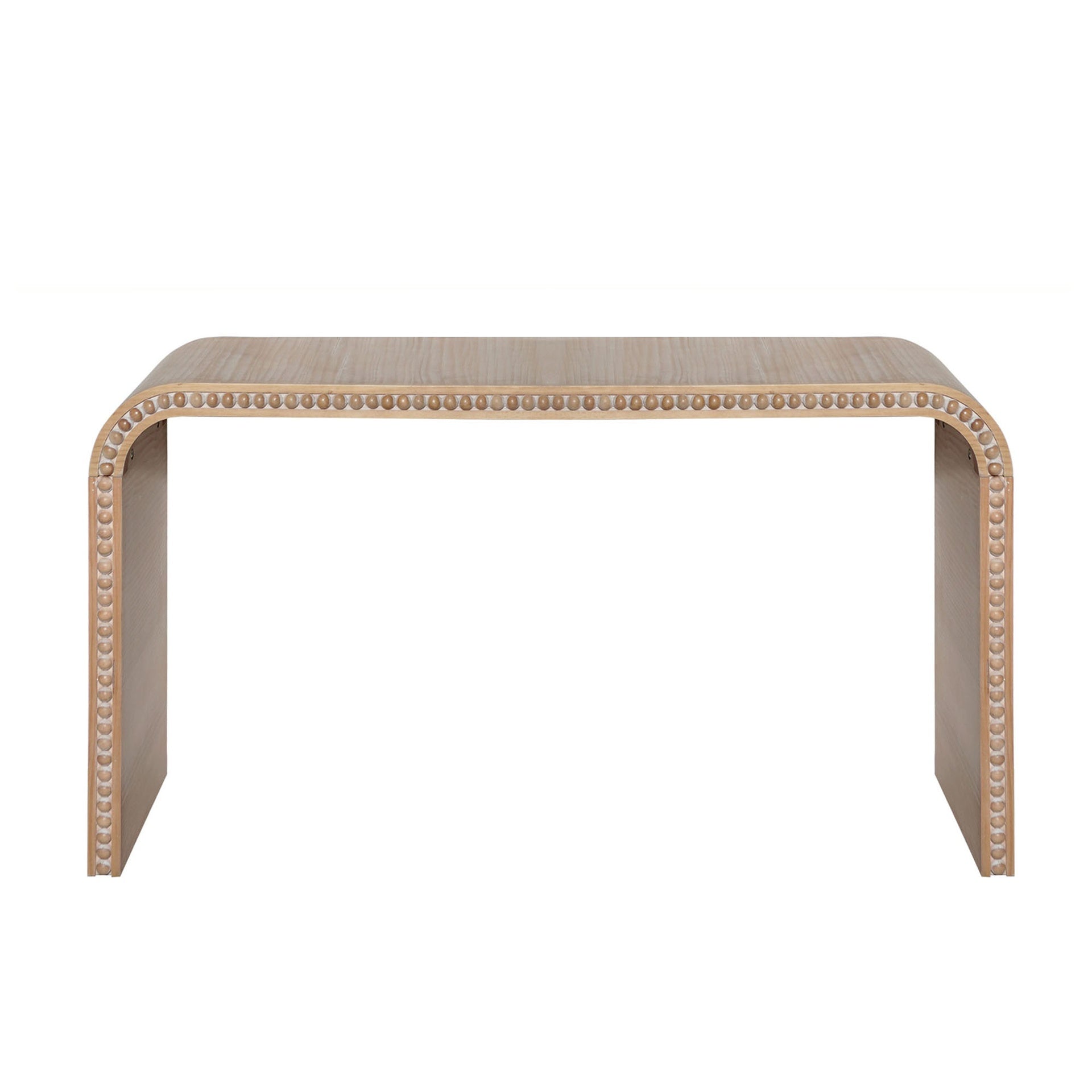 Natural wood  Console Table, 59in Entryway Table, Curved Waterfall-style Table,Console table with wood beads,Entrance Table for Entryway, Hallway, Living Room, Foyer, Corridor, Office