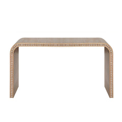 Natural wood  Console Table, 59in Entryway Table, Curved Waterfall-style Table,Console table with wood beads,Entrance Table for Entryway, Hallway, Living Room, Foyer, Corridor, Office