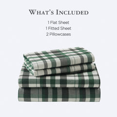 4 Pieces Full 100% Cotton Flannel Printed Sheet Set,Finton