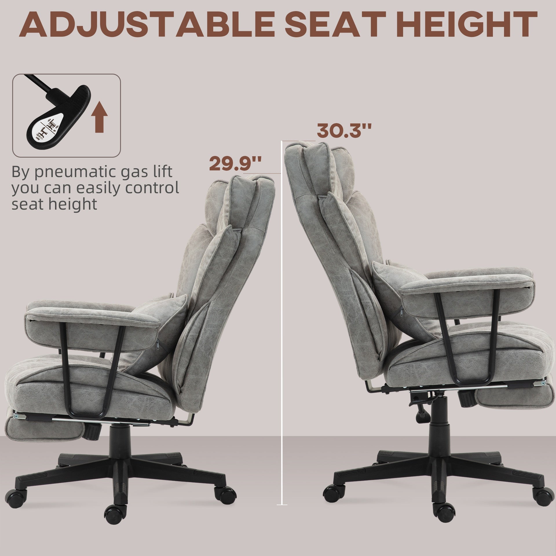 HOMCOM Massage Executive Office Chair with 6 Vibration Points, 400LBS Heated Big and Tall Office Chair with Foot Rest and Lumbar Support, Microfiber Reclining Computer Desk Chair, Gray